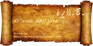 Árvai Bálint névjegykártya